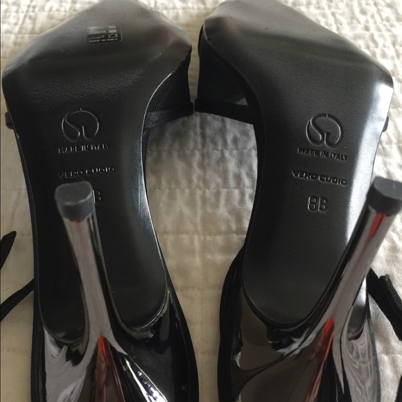 EUC St John black fabric/mesh metallic stilettos - Picture 9 of 13